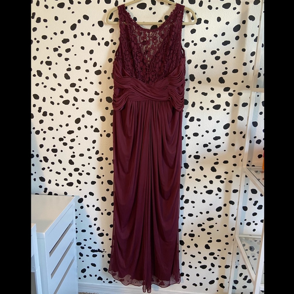 David’s Sleeveless Long Mesh Dress w/ Corded Lace